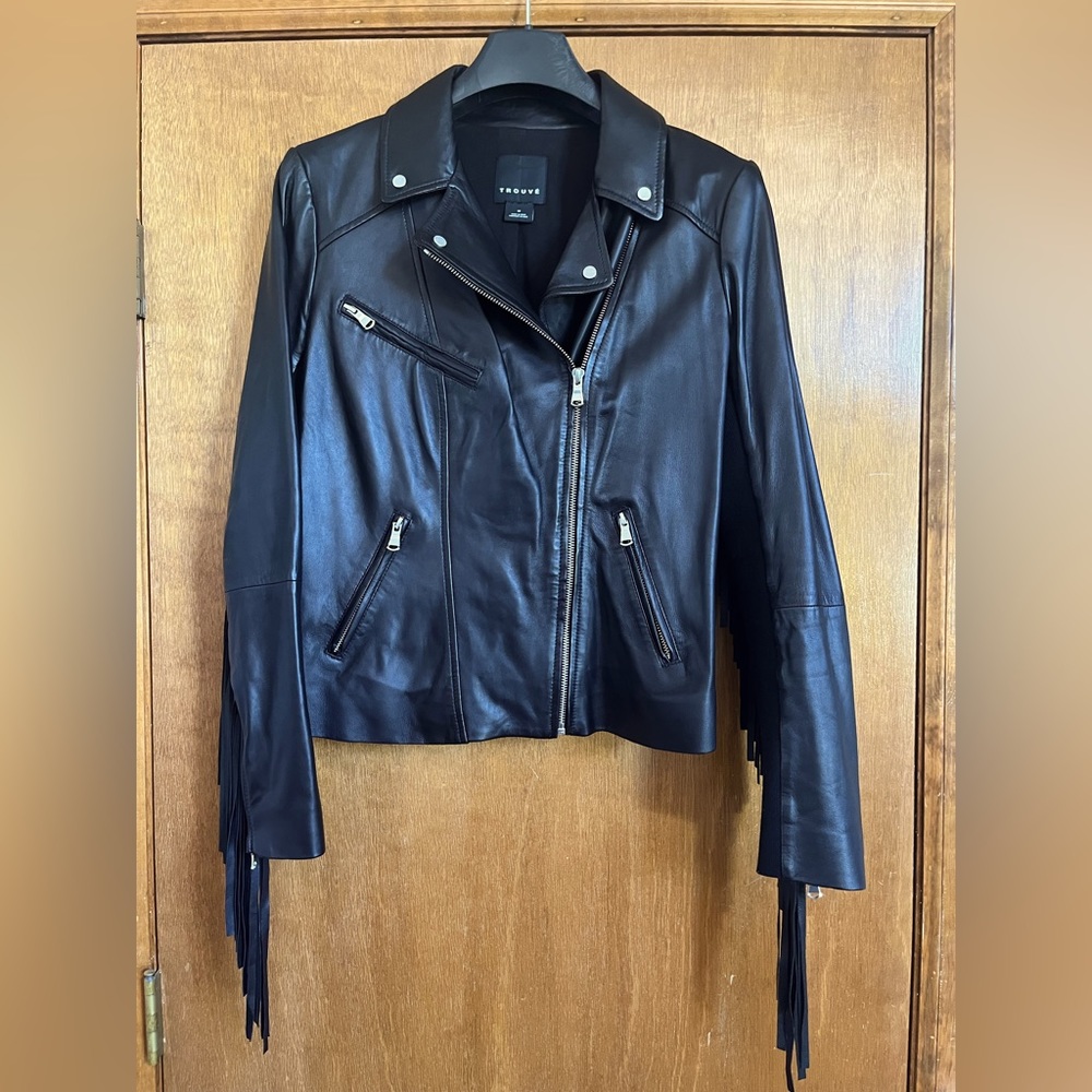 Trouvé fringe moto leather jacket